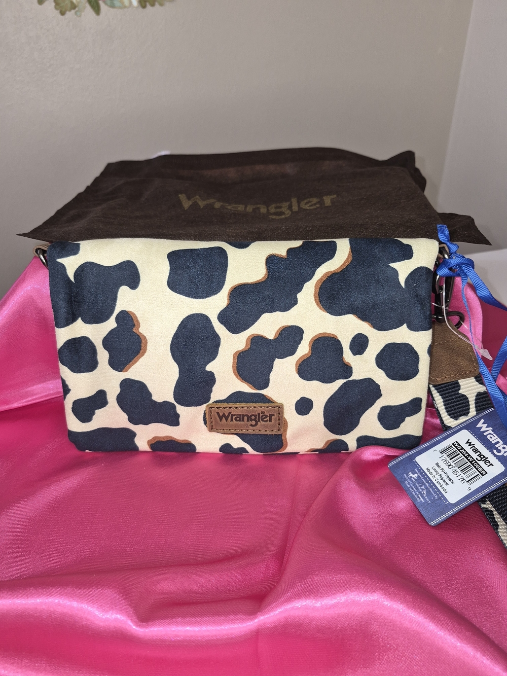 Wrangler Cream & Black Cow Print Crossbody Bag